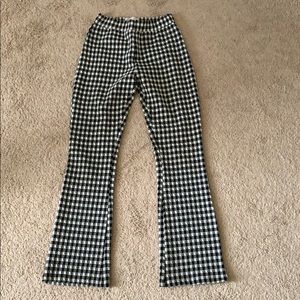 High waisted cotton gingham pants